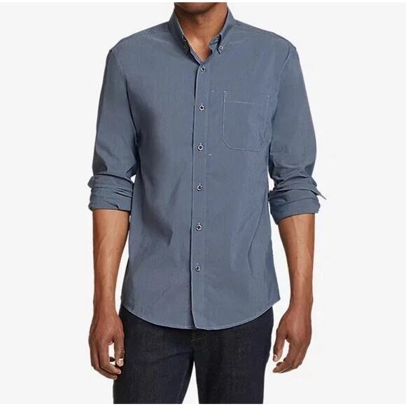 Eddie Bauer Voyager Flex Shirt Long Sleeve Button Down Blue New - Picture 1 of 3